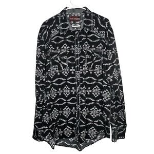Rock & Roll Cowboy Mens XL Snap Shirt Black Long Sleeve Southwest Western Rodeo